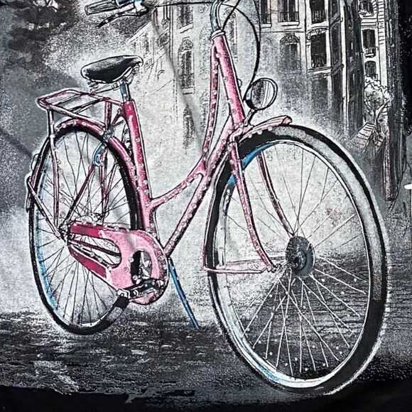 Hello Paris Top Womens Large T Shirt France Bicycle T-shirt Balade a Velo Eiffel - Picture 3 of 15